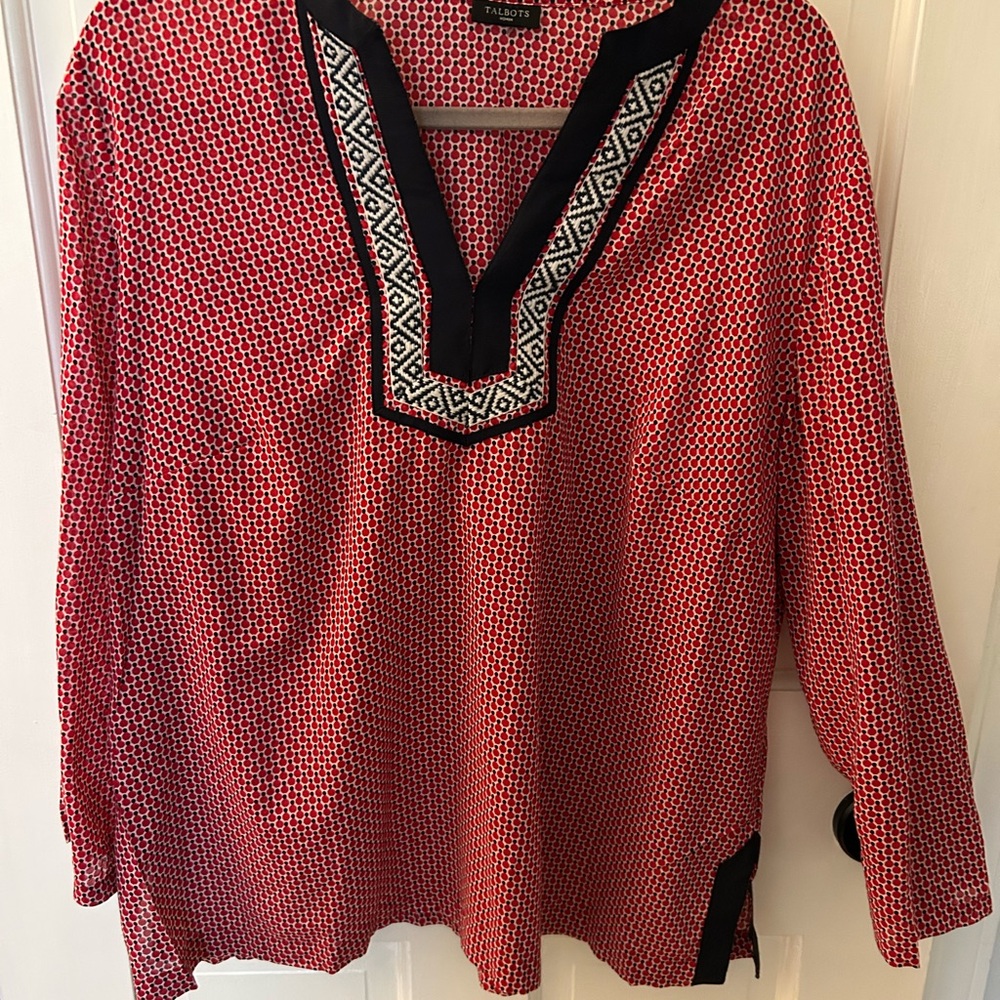 Talbots Red/Blue Tunic xl